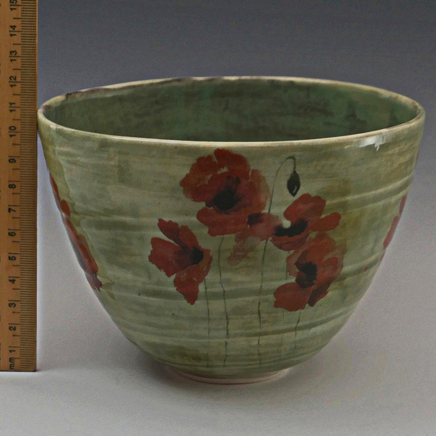 Poppies Red As Roses - Handmade Stoneware Bowl - Perfect for Serving or Display - Free Shipping US.