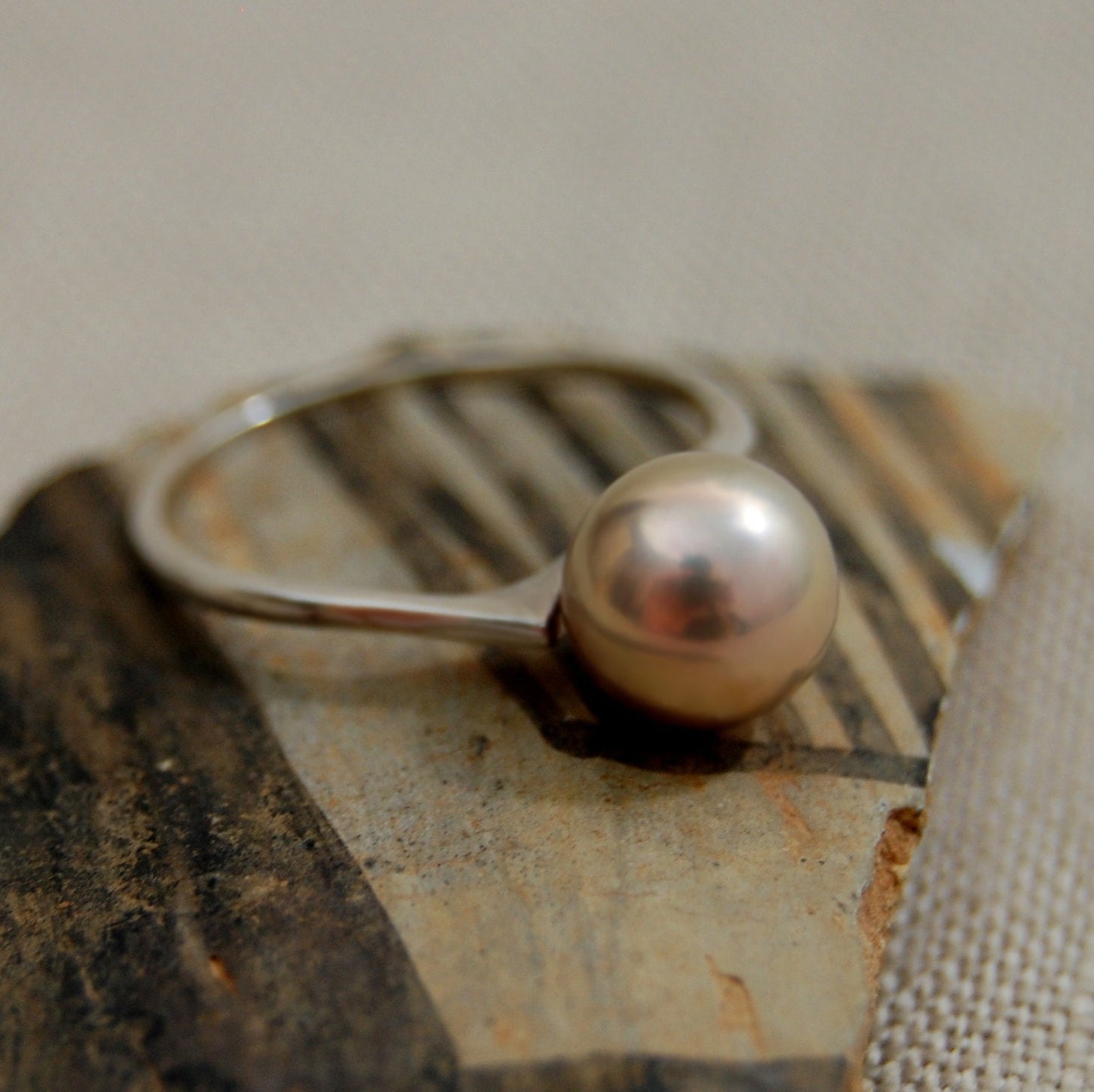 Aimee - Pearl Ring Features a Rare Color Freshwater Pearl Set in Sterling Silver. Aimee can be Custom Ordered with a Different Pearl.