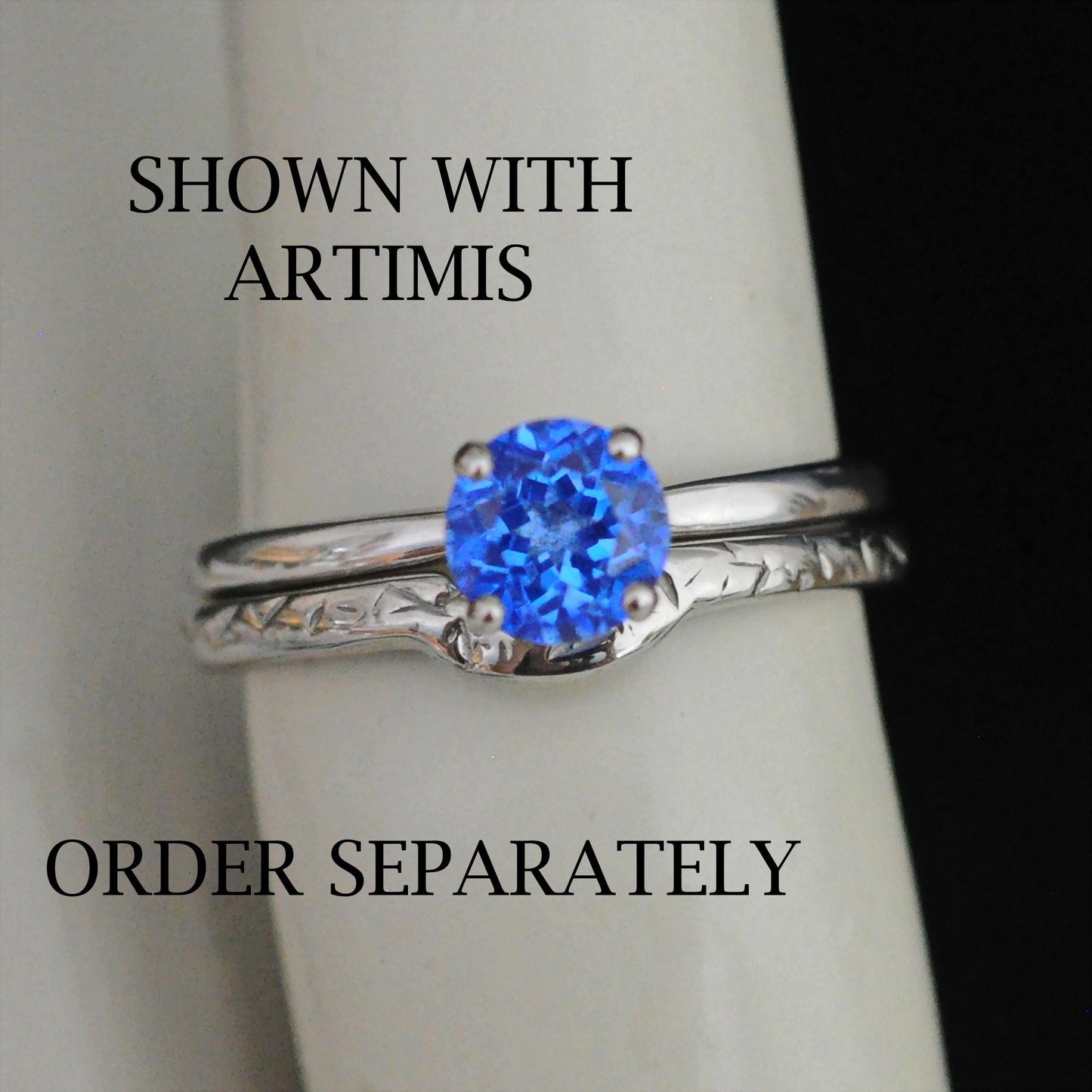 Makynna - Bright and Beautiful Blue Topaz Solitaire Ring Set in Solid Sterling Silver, Rhodium Plated for Ease of Care. Free Shipping in US.