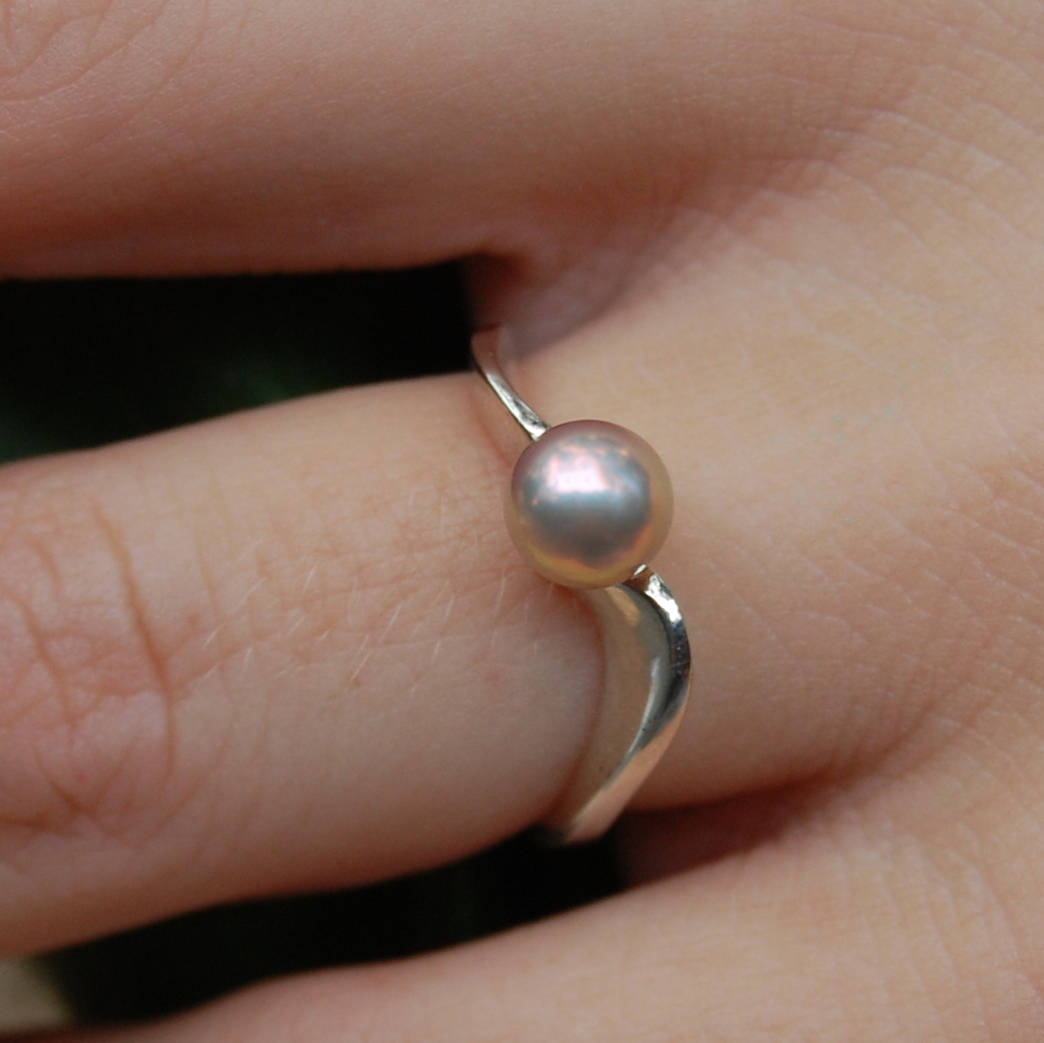 Linnea - Pearl Ring Features a Freshwater Pearl Set in Continuum® Silver, FREE SHIPPING US