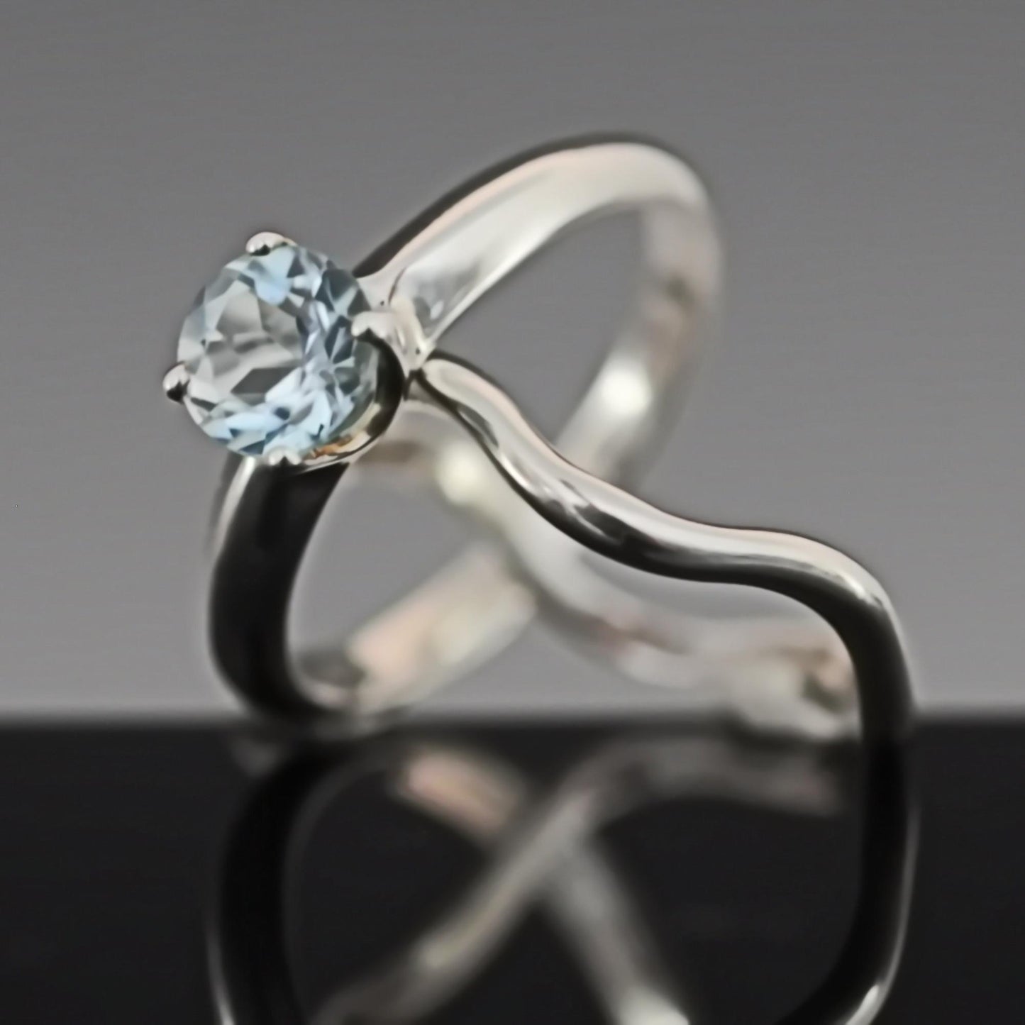 Azora - Beautiful Sky Blue Topaz Gemstone Ring Set in Solid Easy Care Argentium Silver, FREE SHIPPING US.