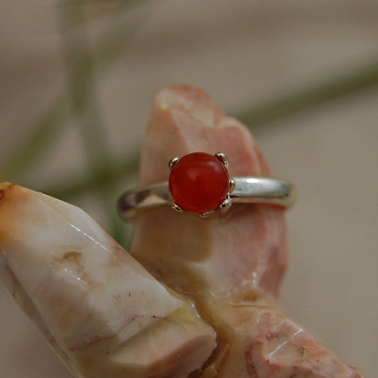 Nerida - Red Carnelian and Argentium® Silver Gemstone Ring
