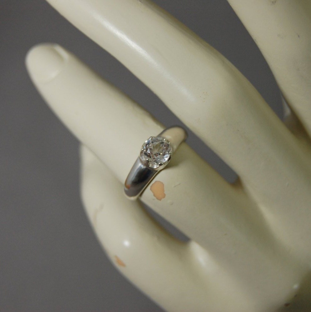 Elsa - Topaz Ring; Rhodium Plated Sterling Silver; Engagement Ring, FREE SHIP US