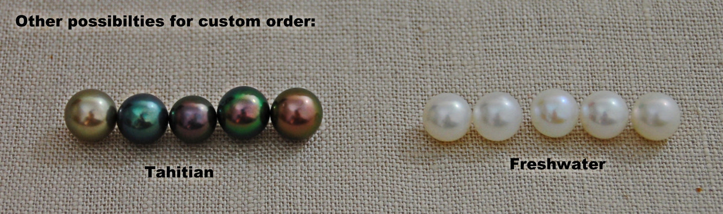 Mai - Elegant Black Tahitian Pearl Ring Set in Solid Sterling Silver with Rhodium Plating, Tarnish Free.  Free Shipping within the US.