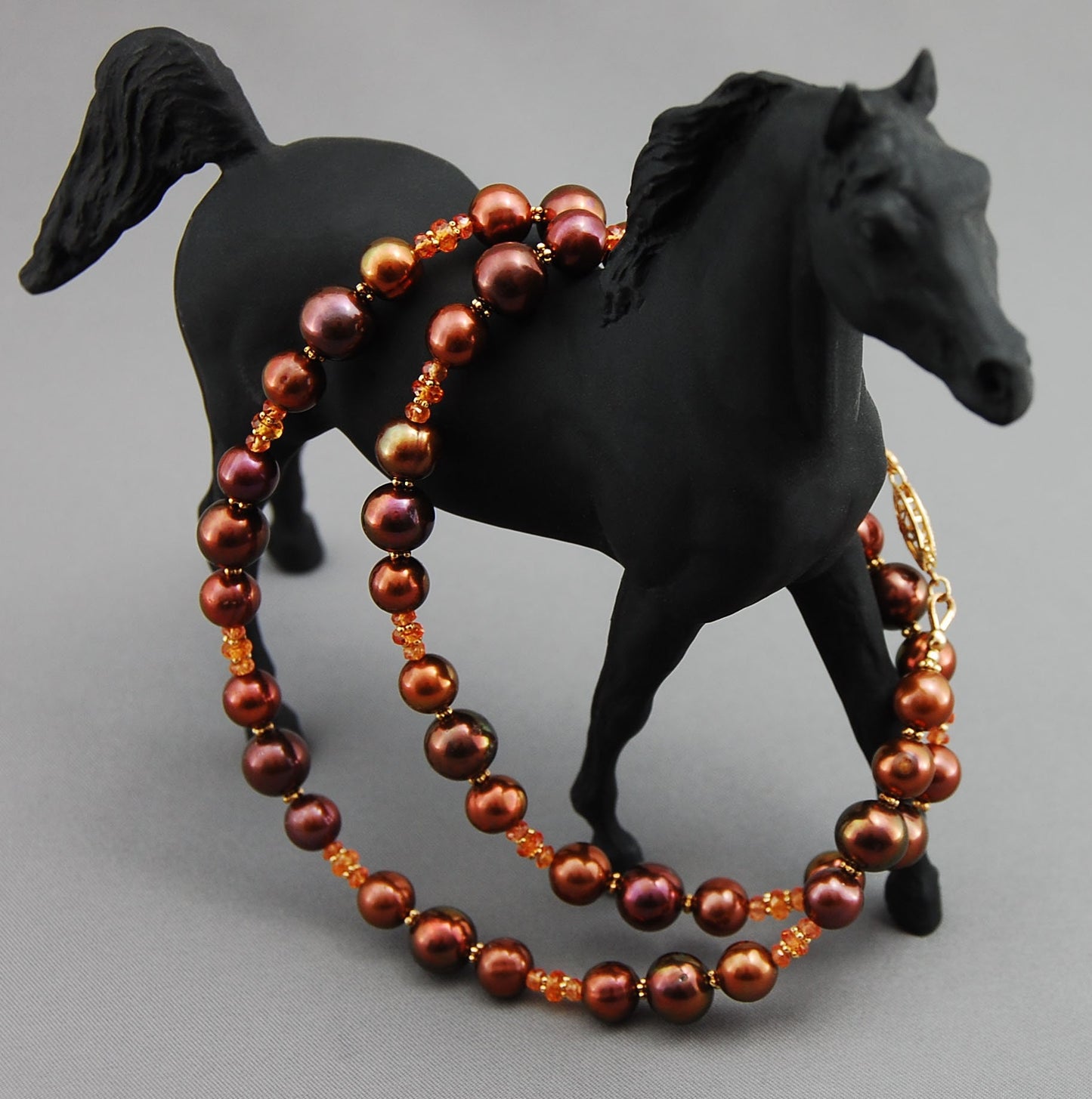 Akrya - Pearl Necklace with Sapphire and 14k Gold Beads