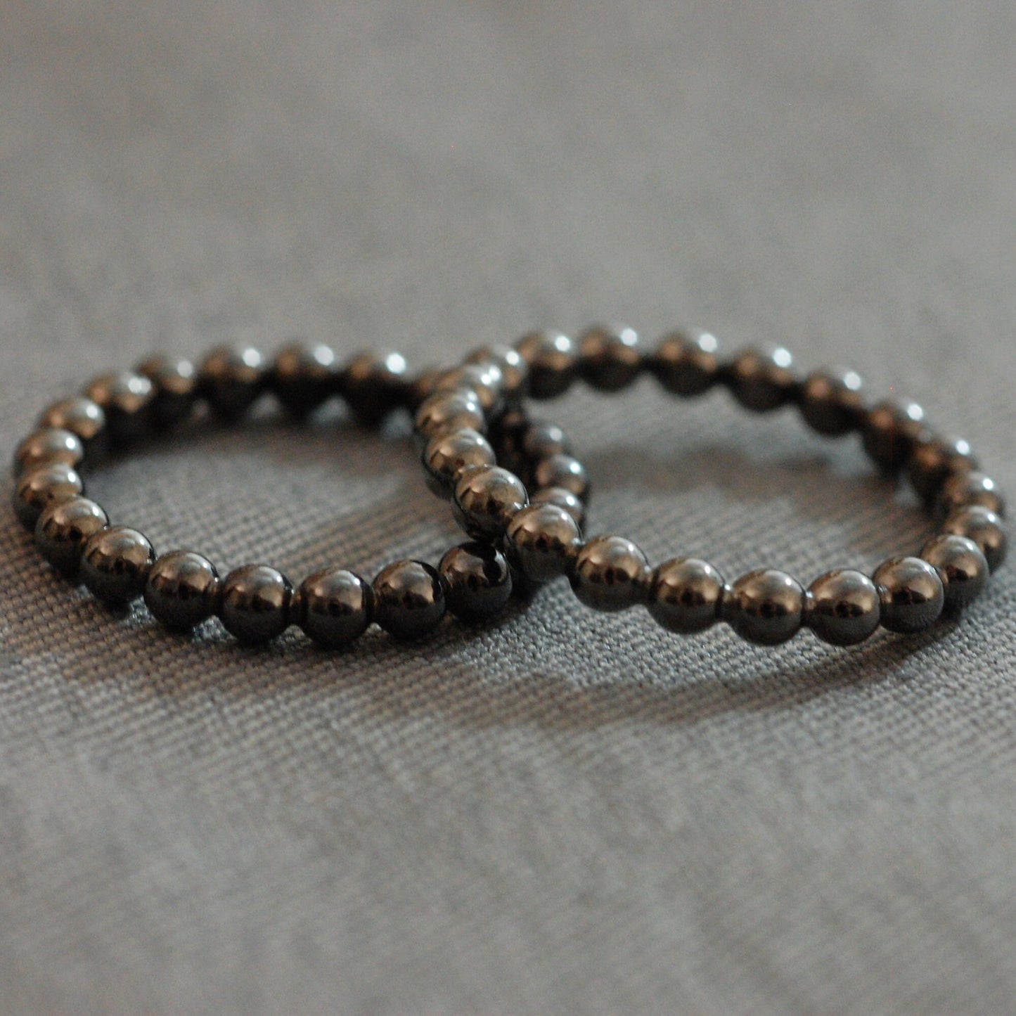 Eleena - Beaded Band, Black Rhodium, Sterling Silver Ring, FREE SHIPPING US