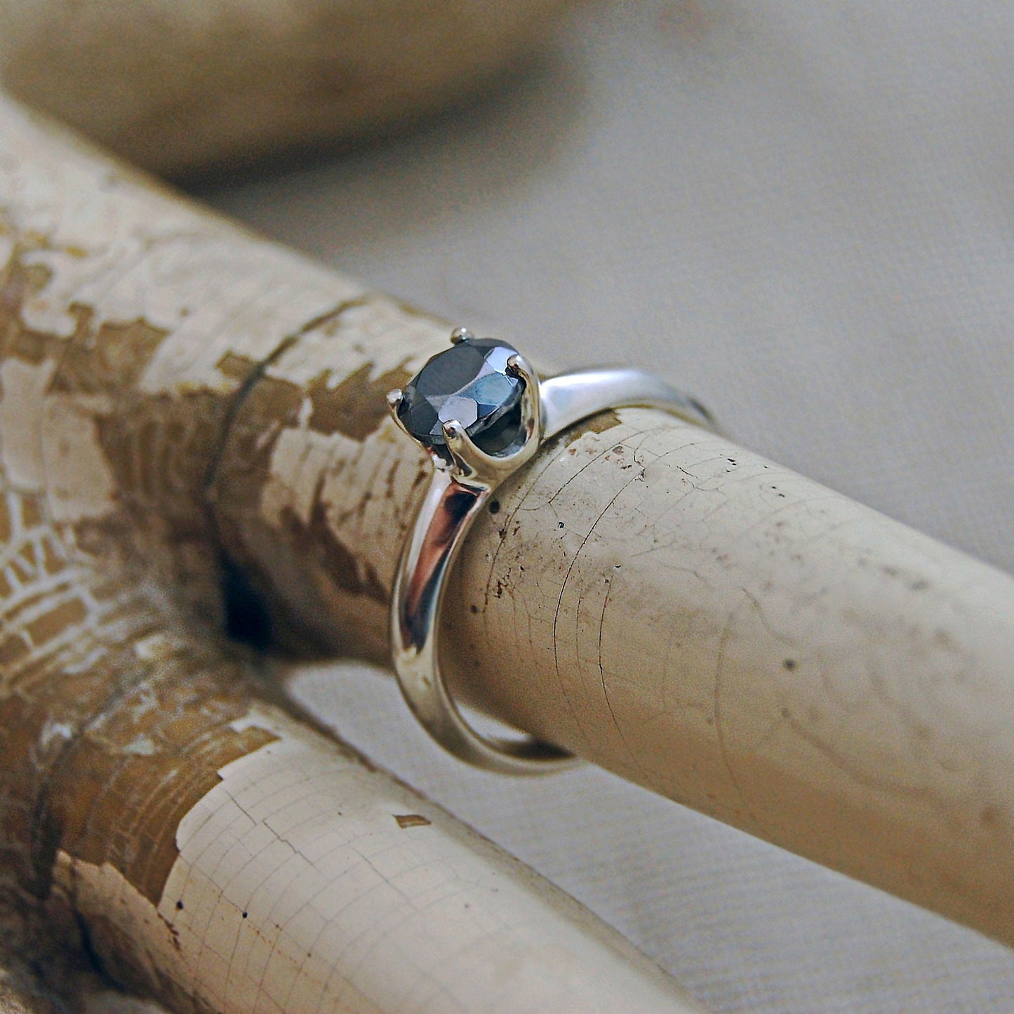 Brenna - Unique Silicon Crystal Gemstone Ring Set in Solid Argentium® Silver, Free shipping US.