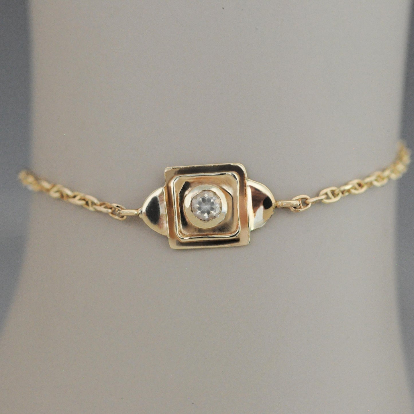 Charlotte - Luxurious 14kt Gold Bracelet Featuring Dazzling White Sapphire. 7" of Timeless Elegance!