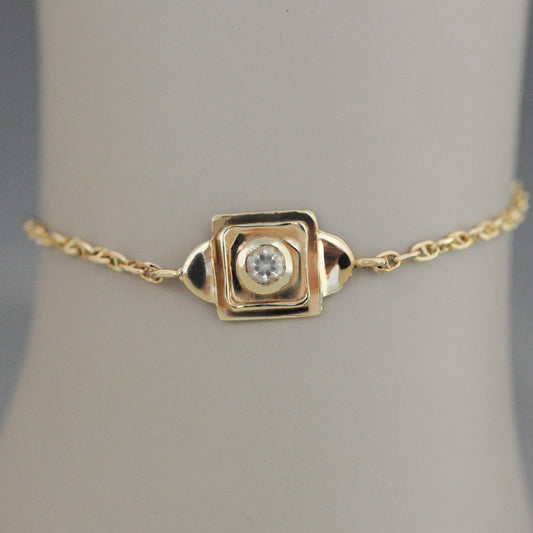 Charlotte - Luxurious 14kt Gold Bracelet Featuring Dazzling White Sapphire. 7" of Timeless Elegance!