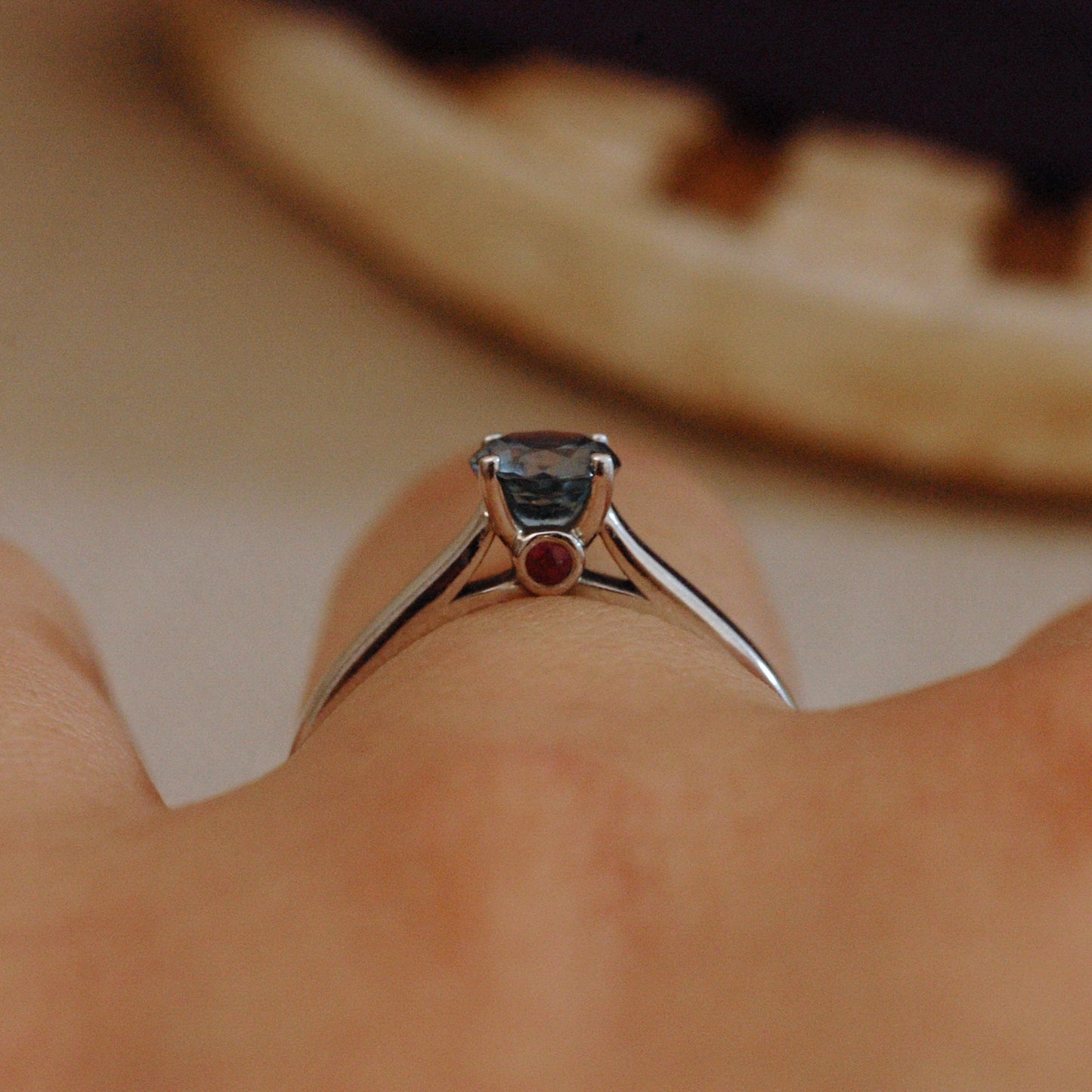 Amisha - Sapphire & Ruby Engagement Ring, Custom Order, Diamond Alternative, FREE SHIPPING US