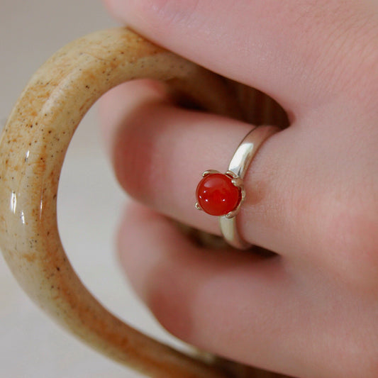 Nerida - Red Carnelian and Argentium® Silver Gemstone Ring