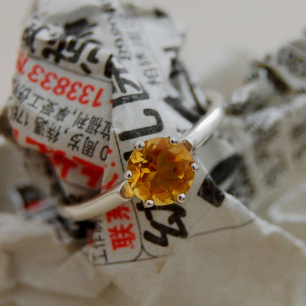 Benicia - Citrine Gemstone Stacking or Engagement Ring, November Birthday