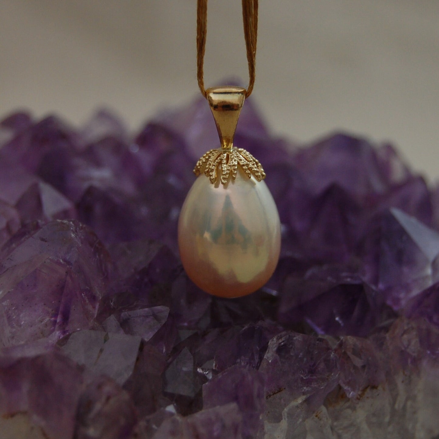 Zyta - Freshwater Pearl Pendant Set in 14kt Gold, FREE SHIPPING US