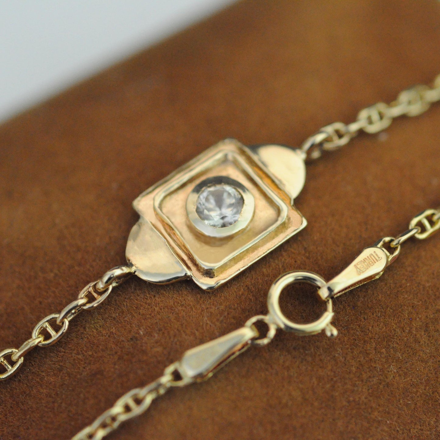 Charlotte - Luxurious 14kt Gold Bracelet Featuring Dazzling White Sapphire. 7" of Timeless Elegance!