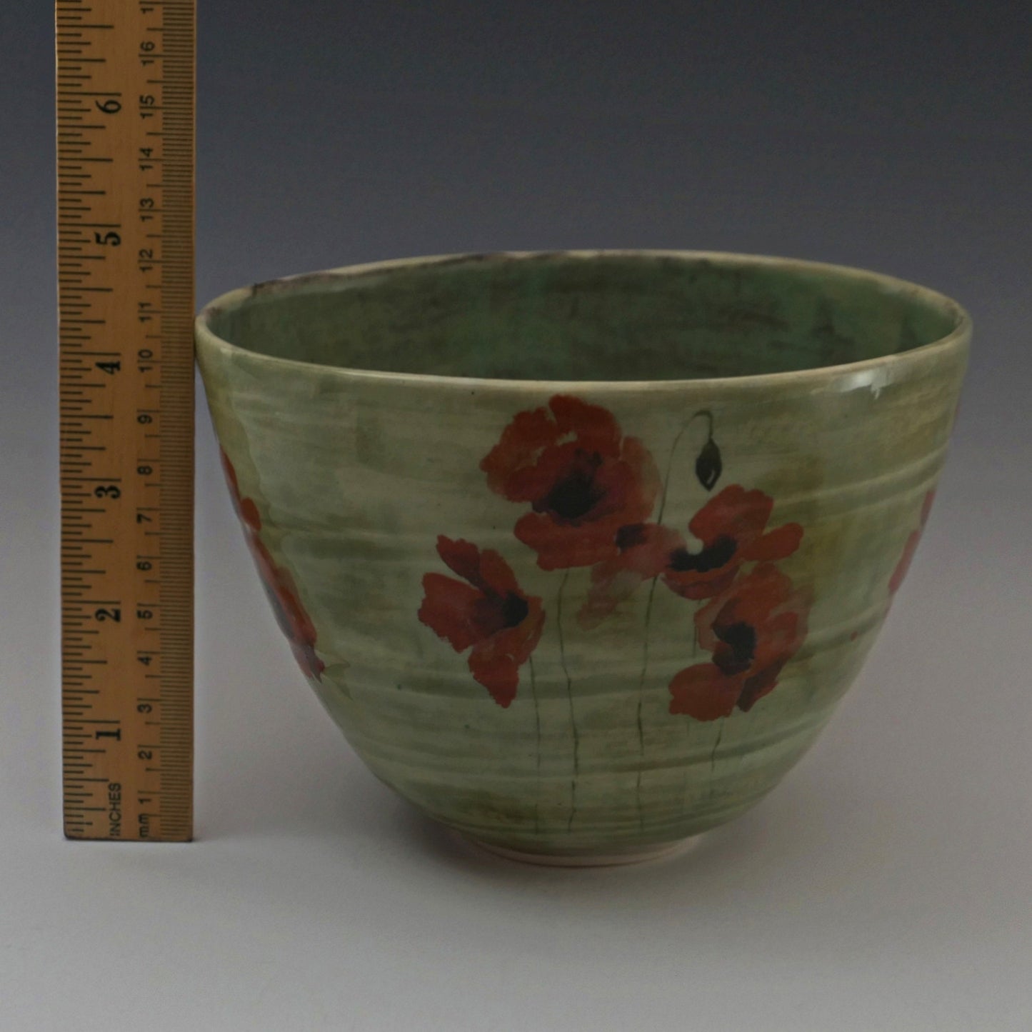 Poppies Red As Roses - Handmade Stoneware Bowl - Perfect for Serving or Display - Free Shipping US.