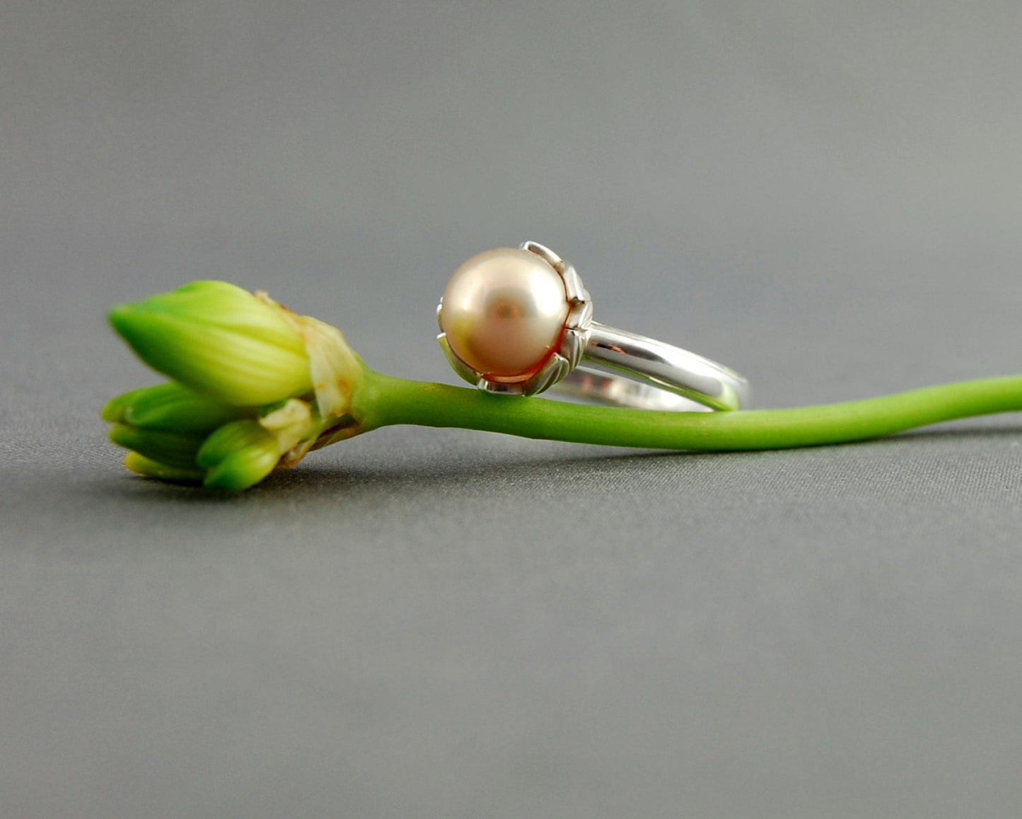 Evlin W. - Custom Made Pearl Ring in Silver, Gold or Platinum, FREE SHIP US