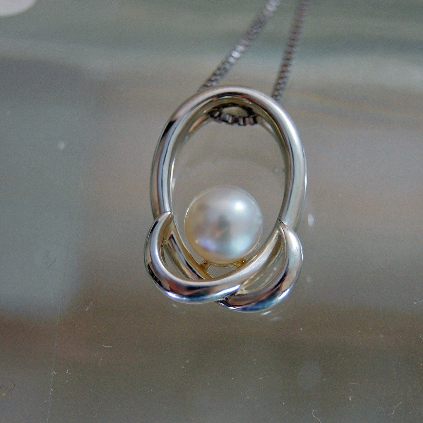 Kalli - Pearl Pendant Necklace Set in Rhodium Plated Sterling Silver, FREE SHIPPING US