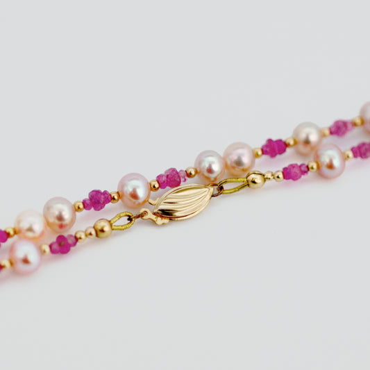 Kayla - Unique Freshwater Pearl and Sapphire Necklace with 14k Gold Accents