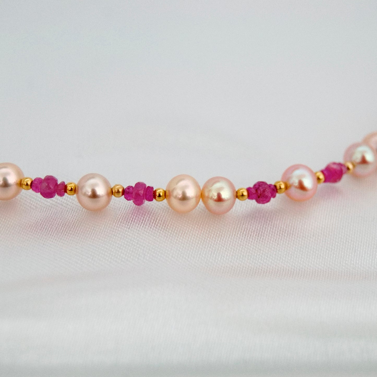 Kayla - Unique Freshwater Pearl and Sapphire Necklace with 14k Gold Accents