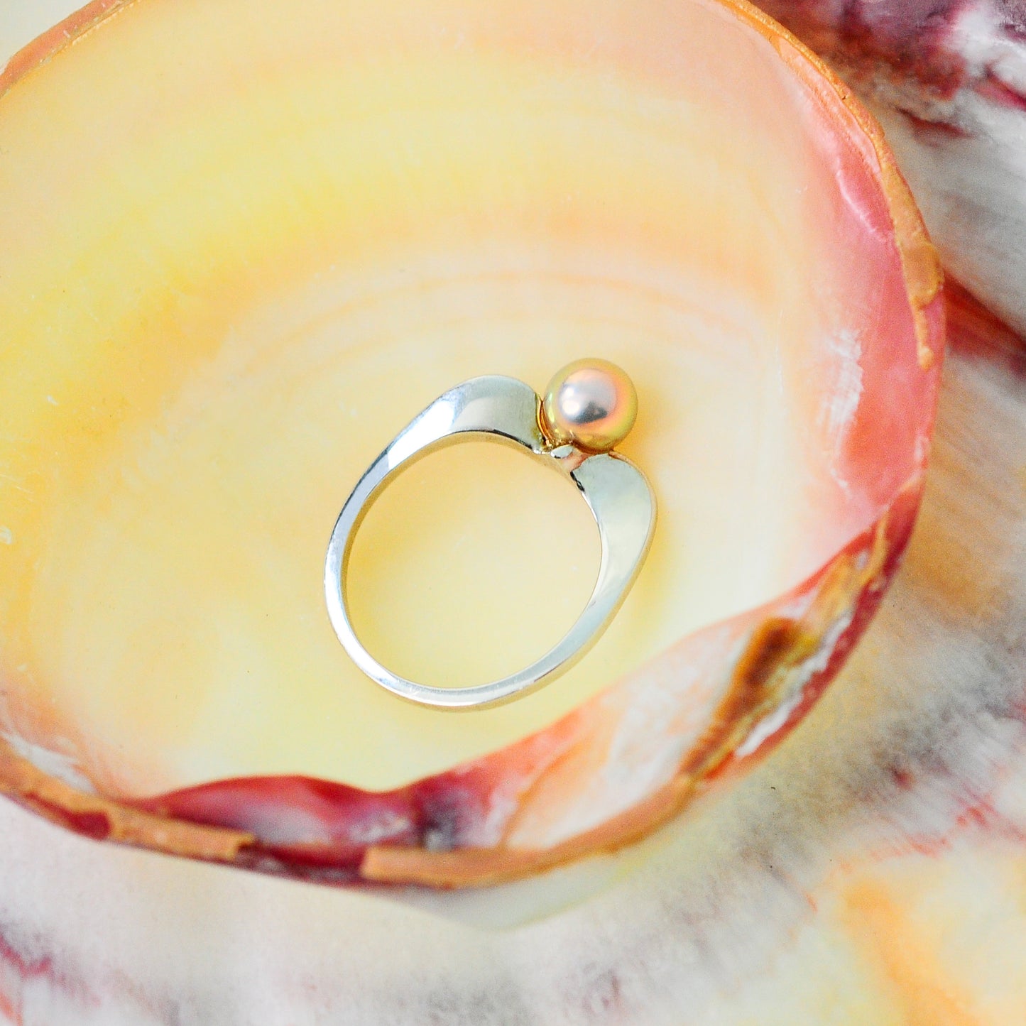 Linnea - Pearl Ring Features a Freshwater Pearl Set in Continuum® Silver, FREE SHIPPING US