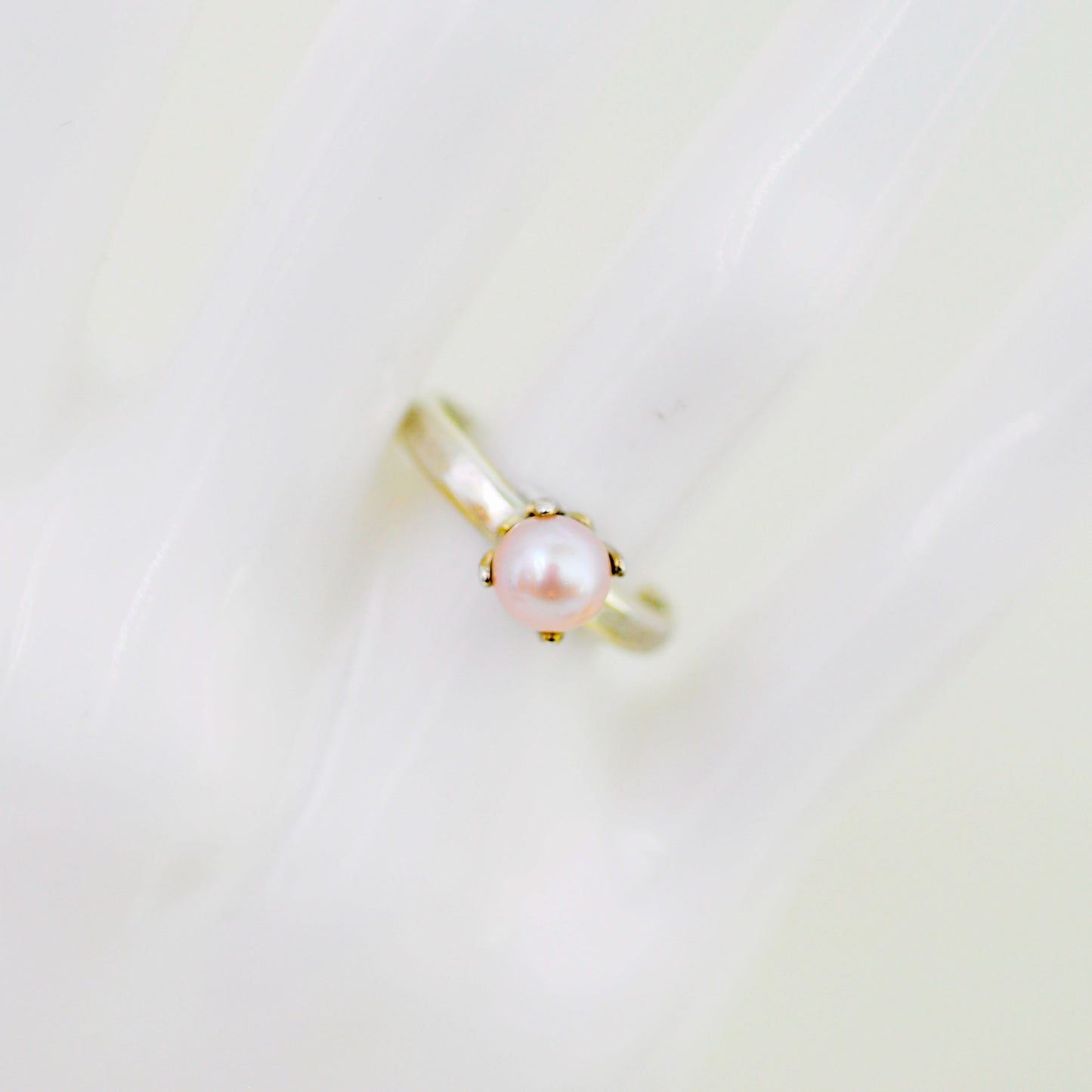Doris -  Pearl Solitaire Ring; Freshwater Pearl; Argentium® Sterling Silver; Engagement Ring