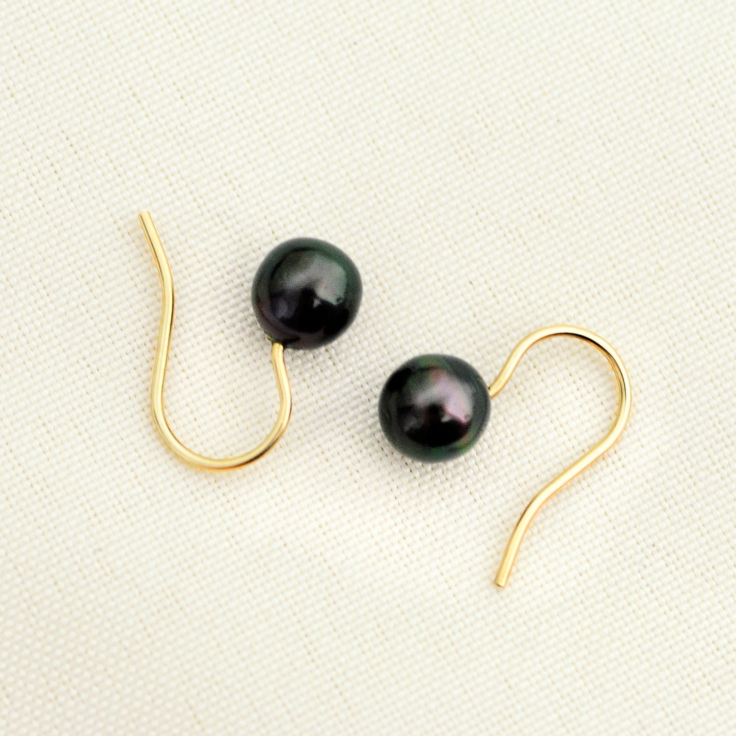 Gemma - Black Tahitian Pearl Earrings 14k Gold FREE SHIP US