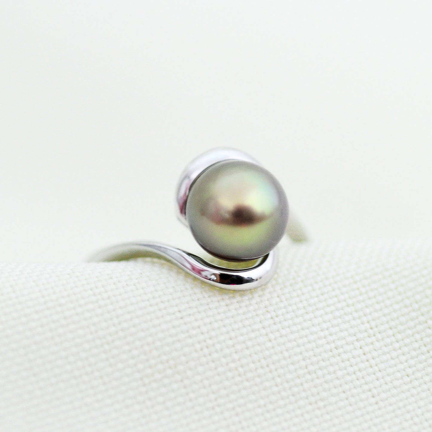 Lakshmi - Freshwater Pearl Engagement or Stacking Ring Set in Solid Sterling Silver. Rare Natural Pewter Gray Color. FREE SHIPPING US