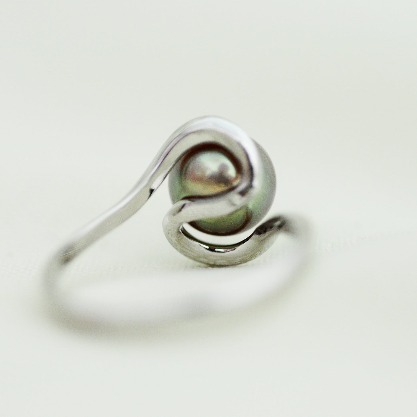 Lakshmi - Freshwater Pearl Engagement or Stacking Ring Set in Solid Sterling Silver. Rare Natural Pewter Gray Color. FREE SHIPPING US