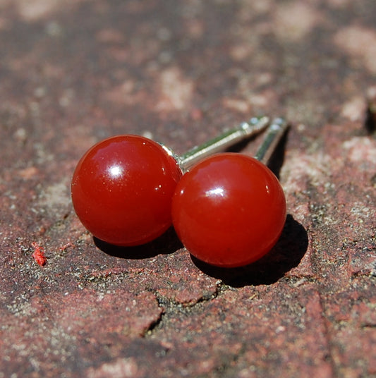 Herra - Carnelian Stud Earrings Solid Sterling Silver