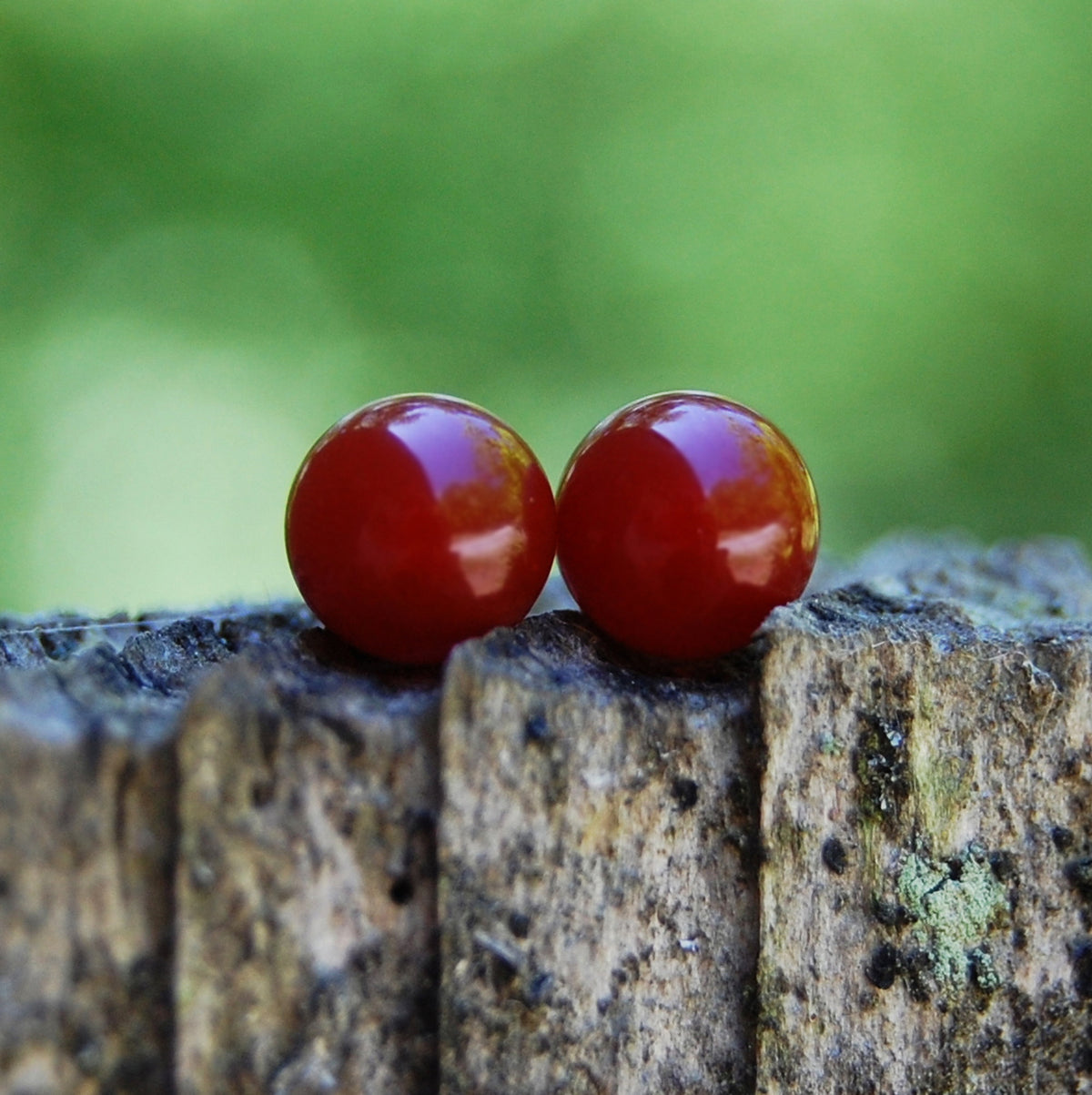 Herra - Carnelian Stud Earrings Solid Sterling Silver