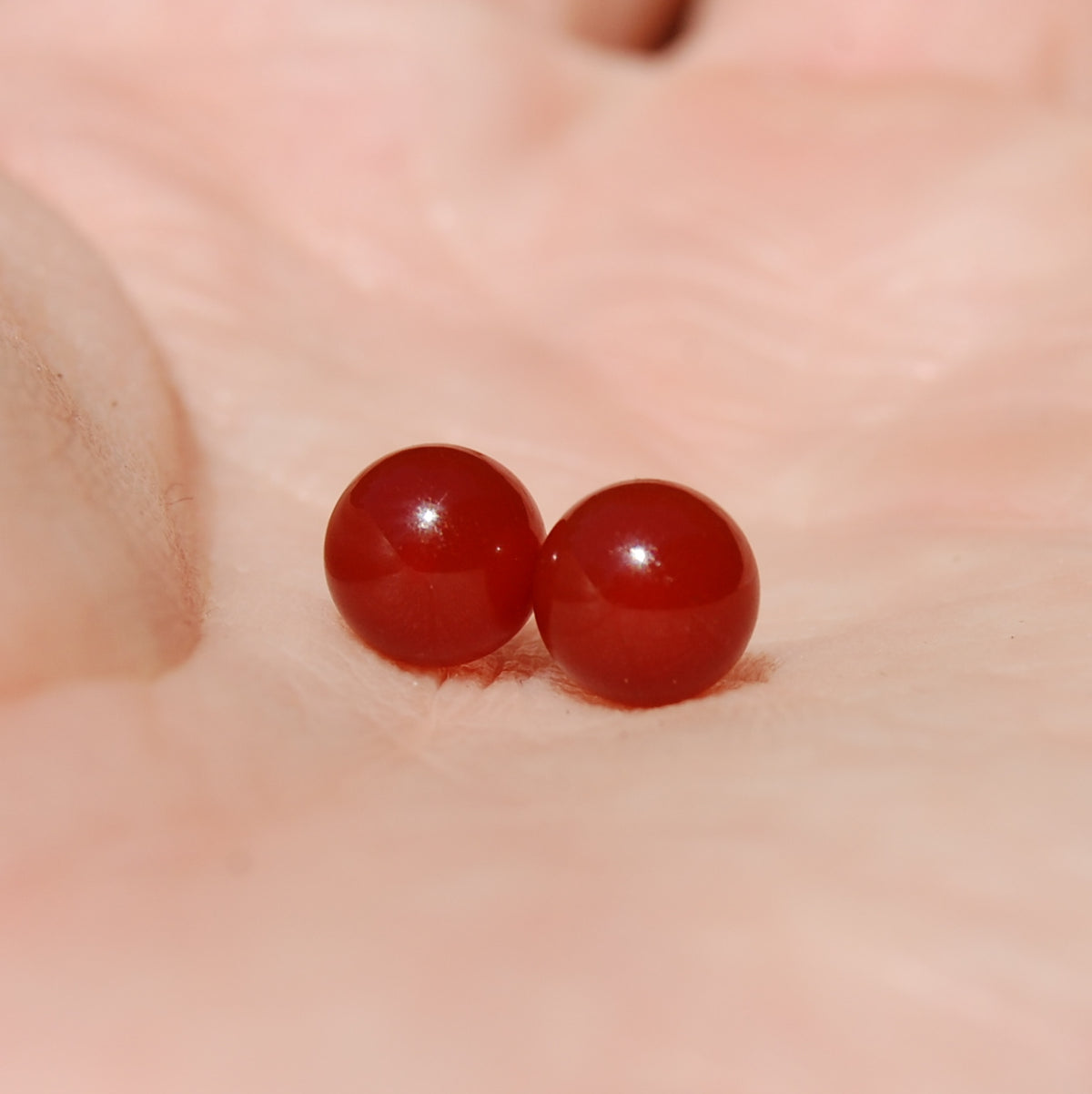 Herra - Carnelian Stud Earrings Solid Sterling Silver