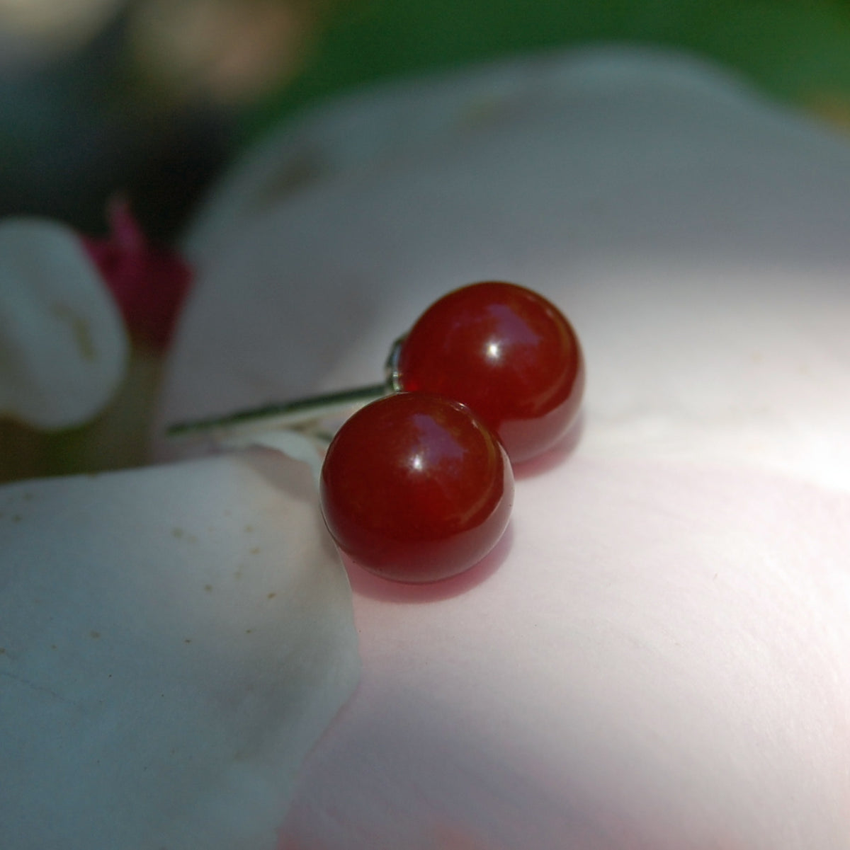 Herra - Carnelian Stud Earrings Solid Sterling Silver