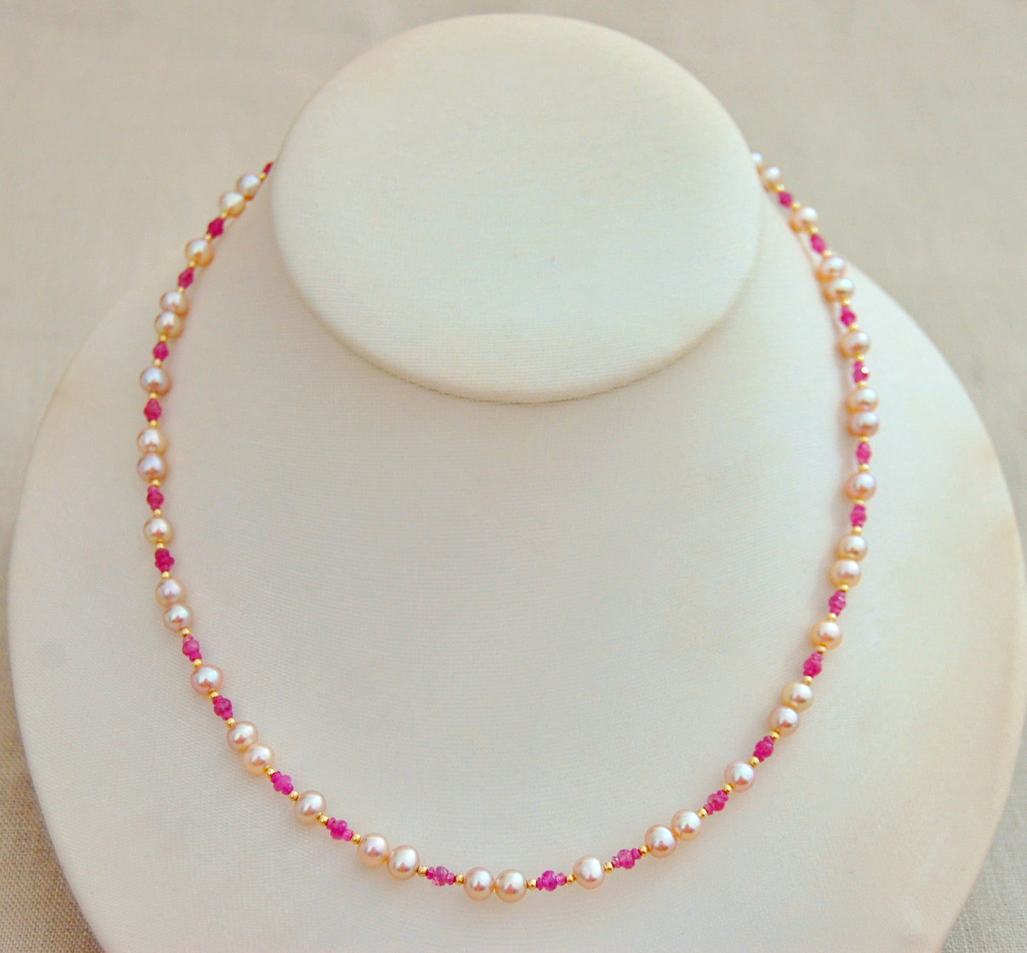 Kayla - Unique Freshwater Pearl and Sapphire Necklace with 14k Gold Accents