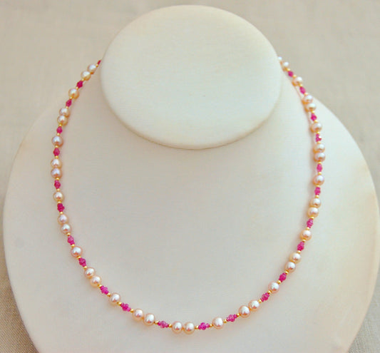 Kayla - Unique Freshwater Pearl and Sapphire Necklace with 14k Gold Accents