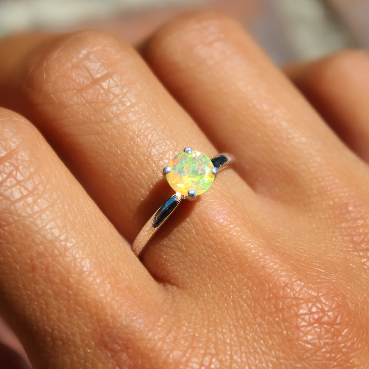 Callie - Solitaire Ring Features a Brilliant Opal