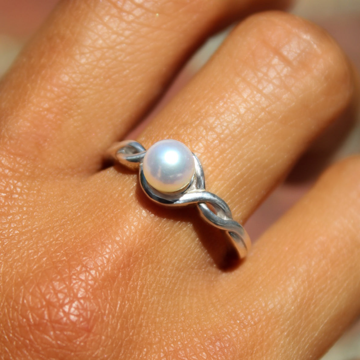 Alexa - White Pearl Engagement Ring
