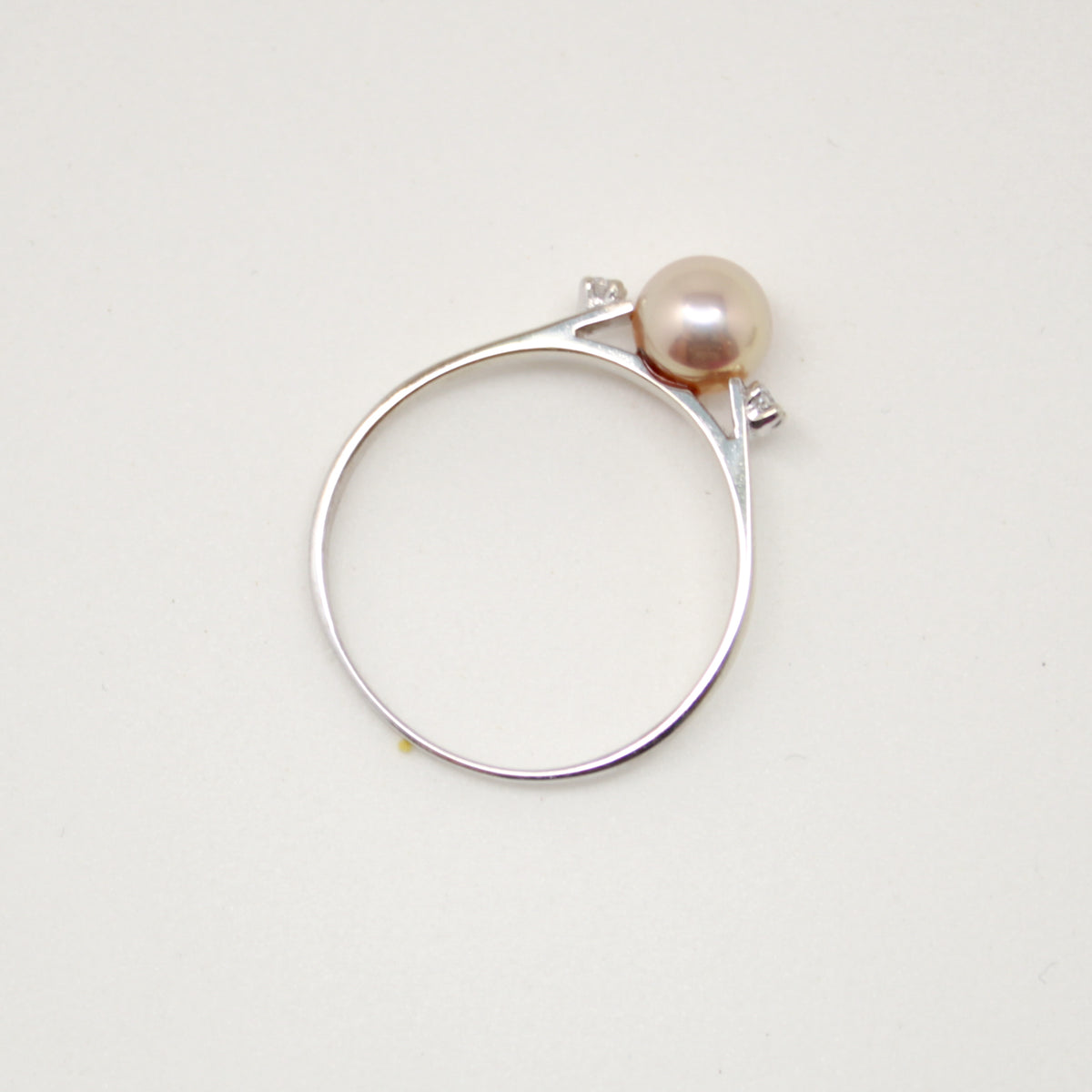 Bente - Pearl Engagement or Wedding Ring Features a Uniquely Natural Freshwater Pearl Set in Solid 14kt White Gold. Free Ship US.