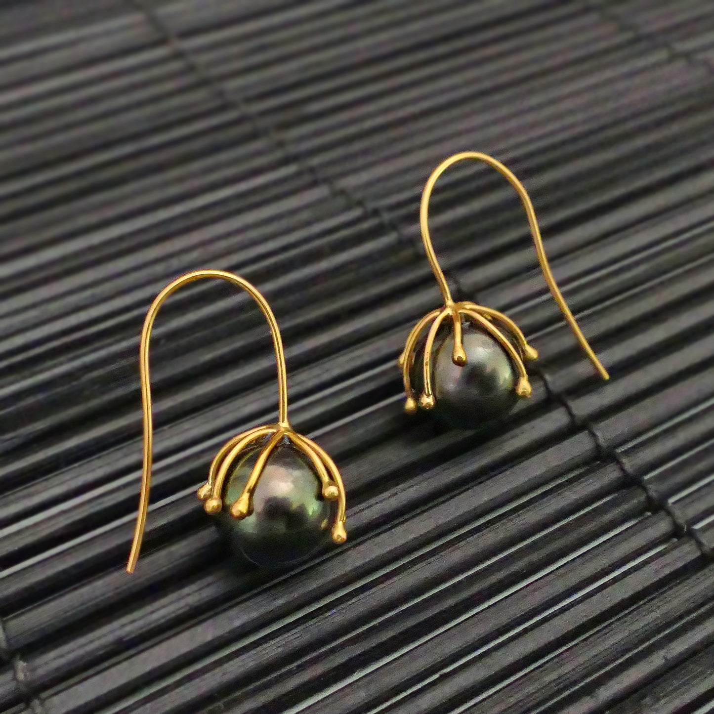 Aavi- Tahitian Pearl Drop Earrings Set in Solid 18kt Gold Earwires