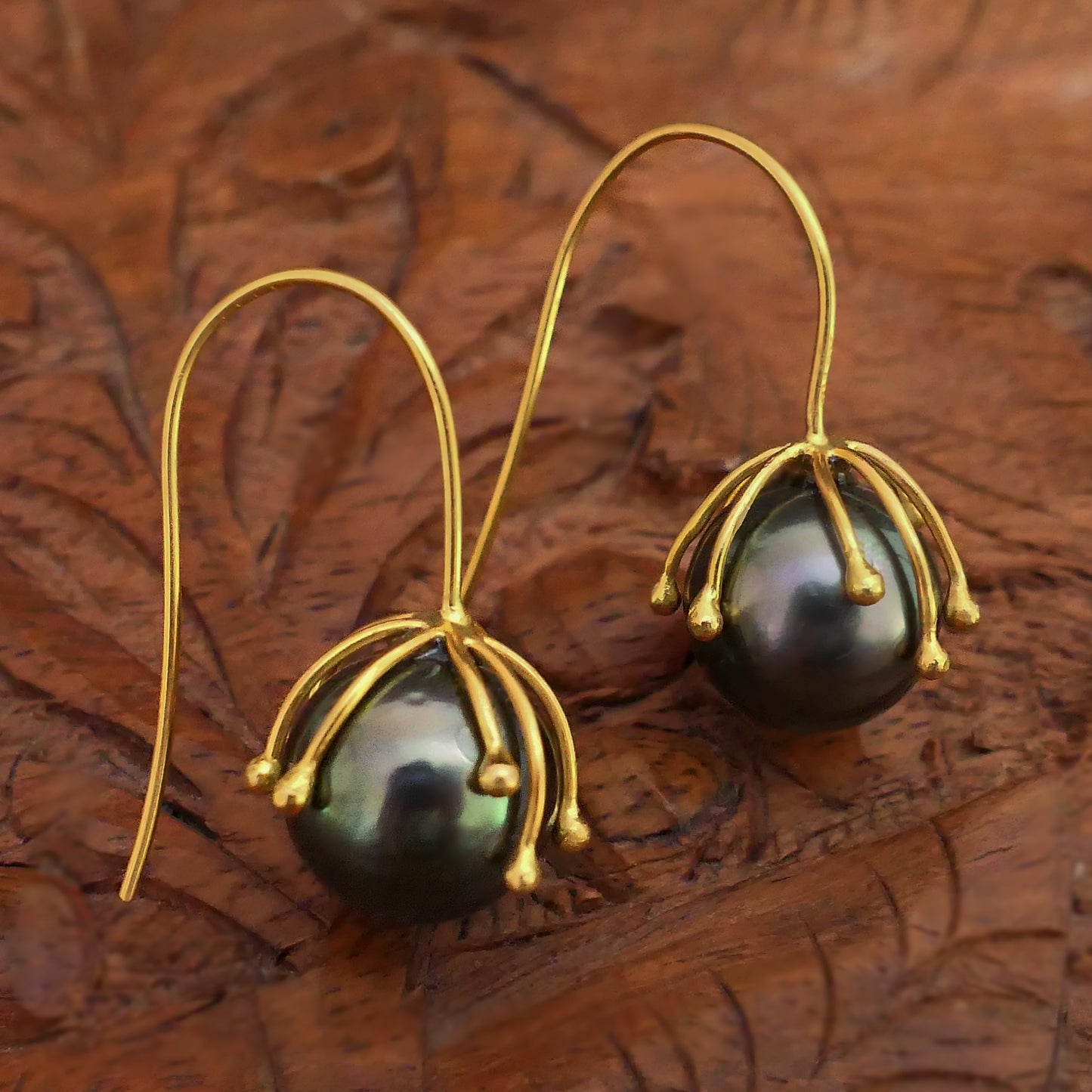 Aavi- Tahitian Pearl Drop Earrings Set in Solid 18kt Gold Earwires