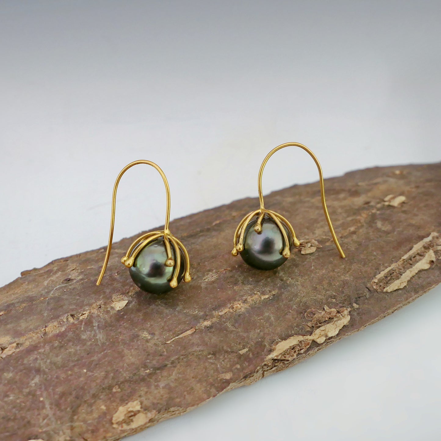 Aavi- Tahitian Pearl Drop Earrings Set in Solid 18kt Gold Earwires