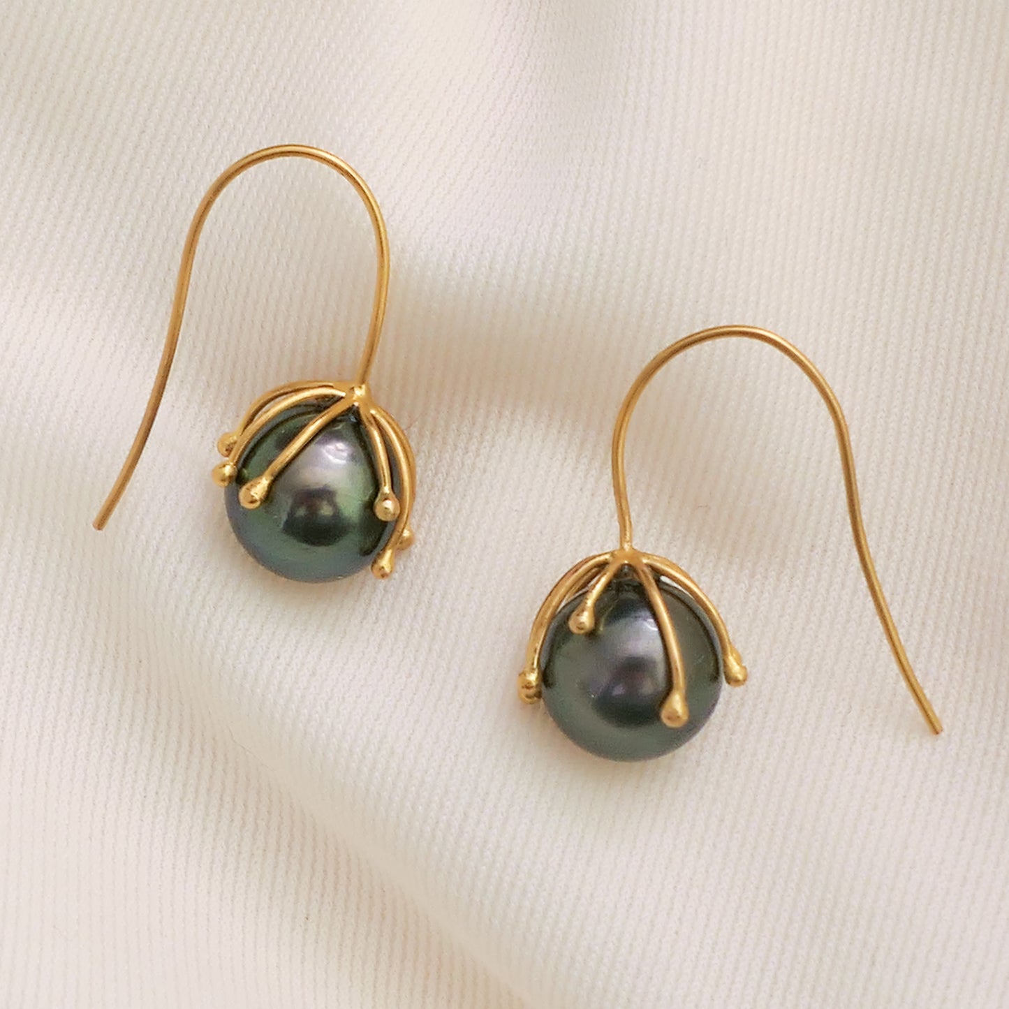 Aavi- Tahitian Pearl Drop Earrings Set in Solid 18kt Gold Earwires