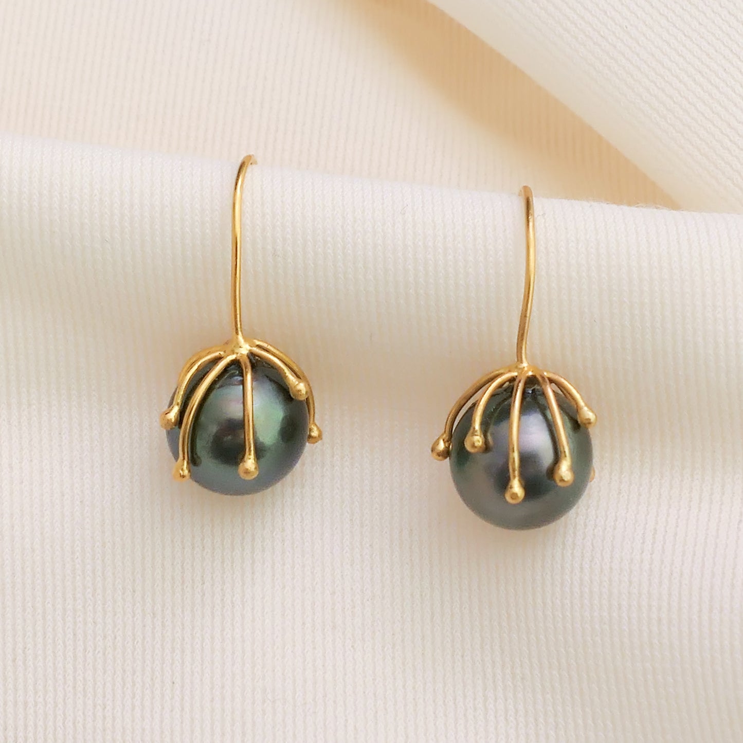 Aavi- Tahitian Pearl Drop Earrings Set in Solid 18kt Gold Earwires