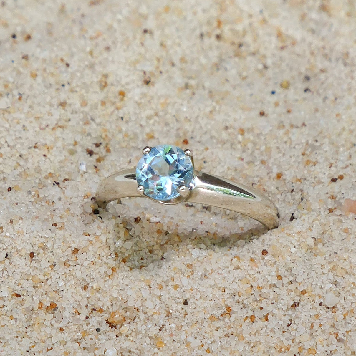 Azora - Beautiful Sky Blue Topaz Gemstone Ring Set in Solid Easy Care Argentium Silver