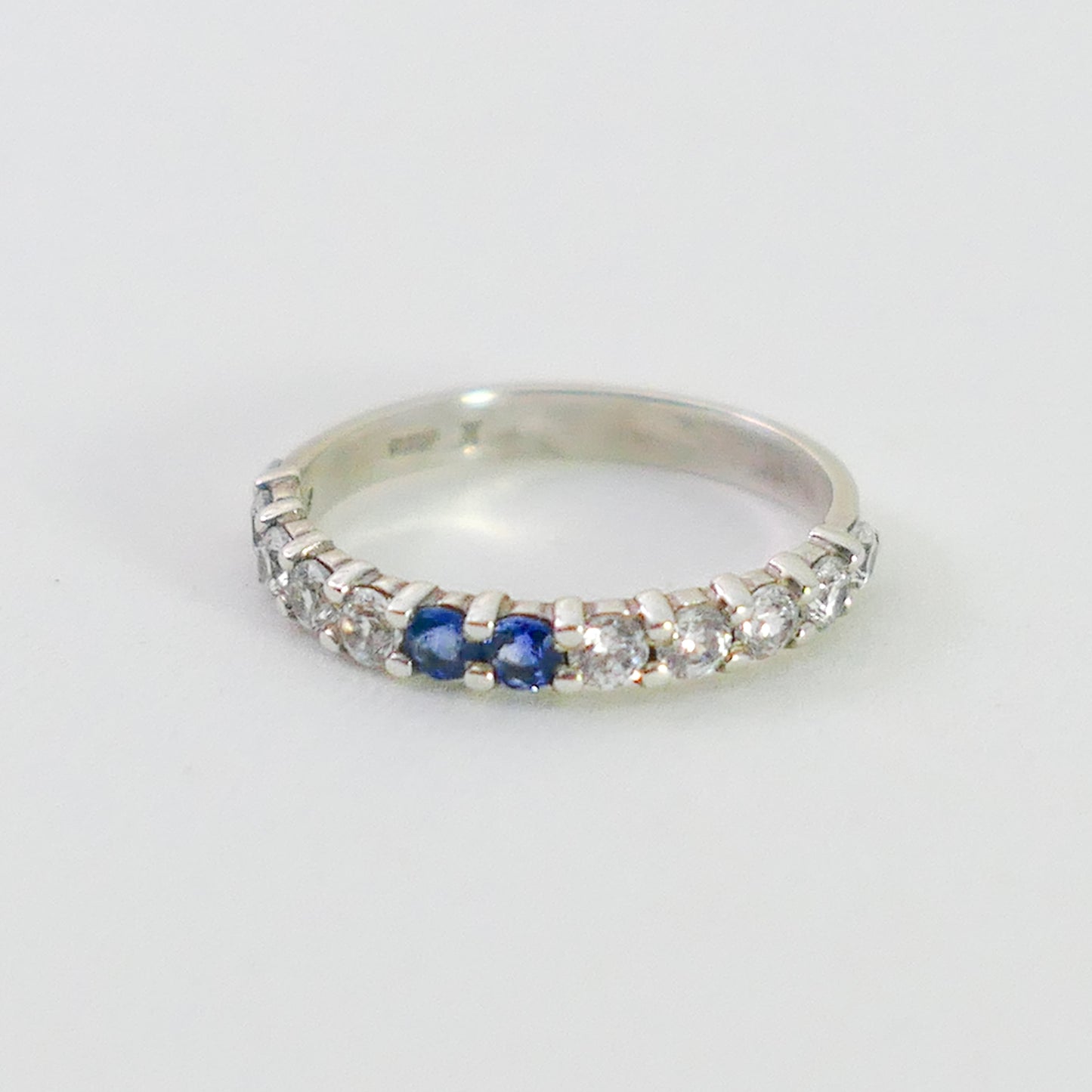 Amy - Gemstone Engagement or Wedding Ring, Sapphire and CZ band, FREE Shipping US