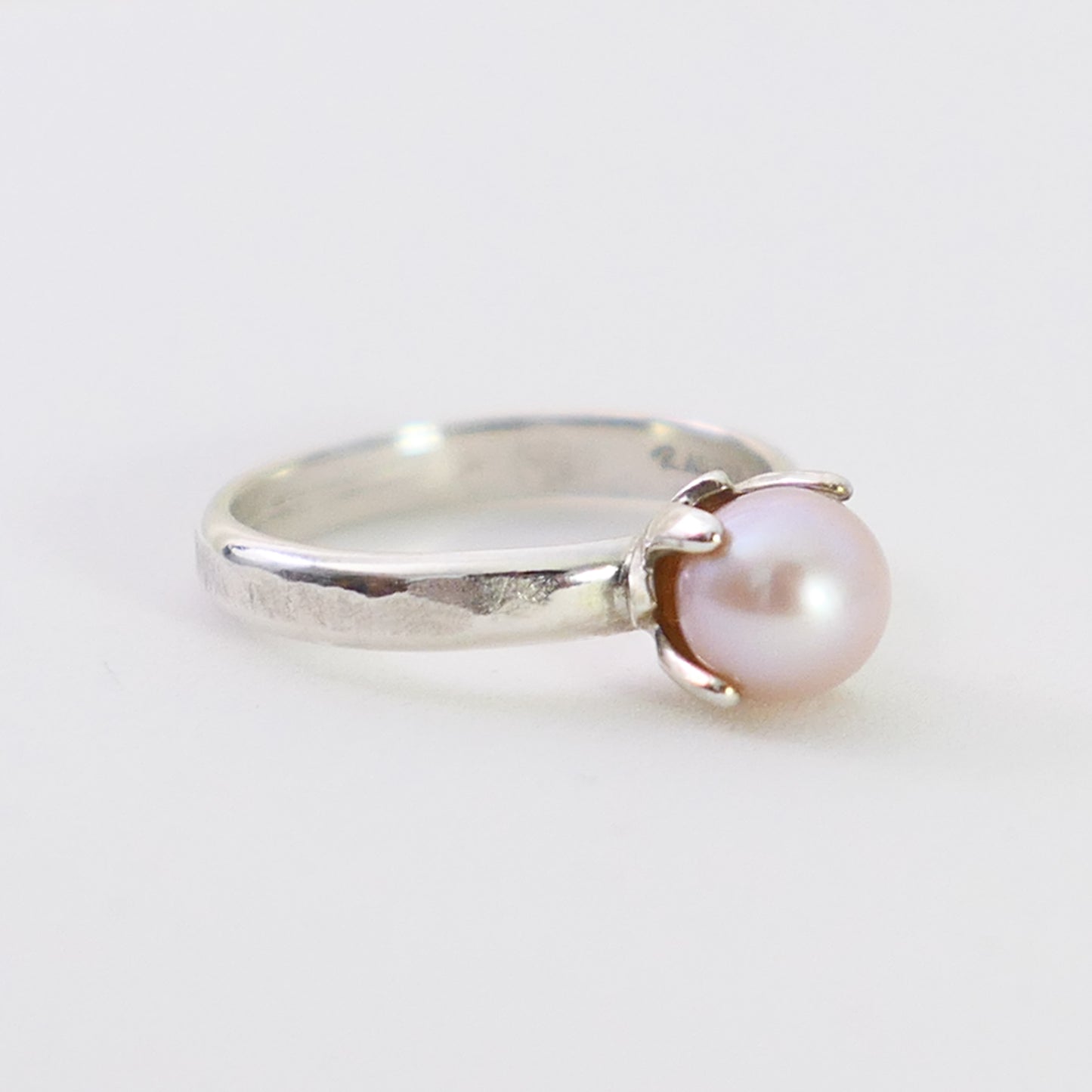 Doris -  Pearl Solitaire Ring; Freshwater Pearl; Argentium® Sterling Silver; Engagement Ring