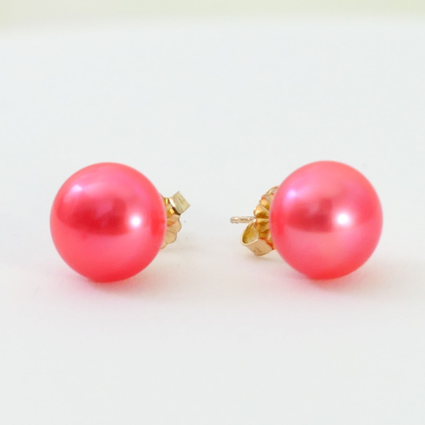 Aurelia - Pearl Stud Earrings, One of a Kind, Set in Solid 14kt Gold.