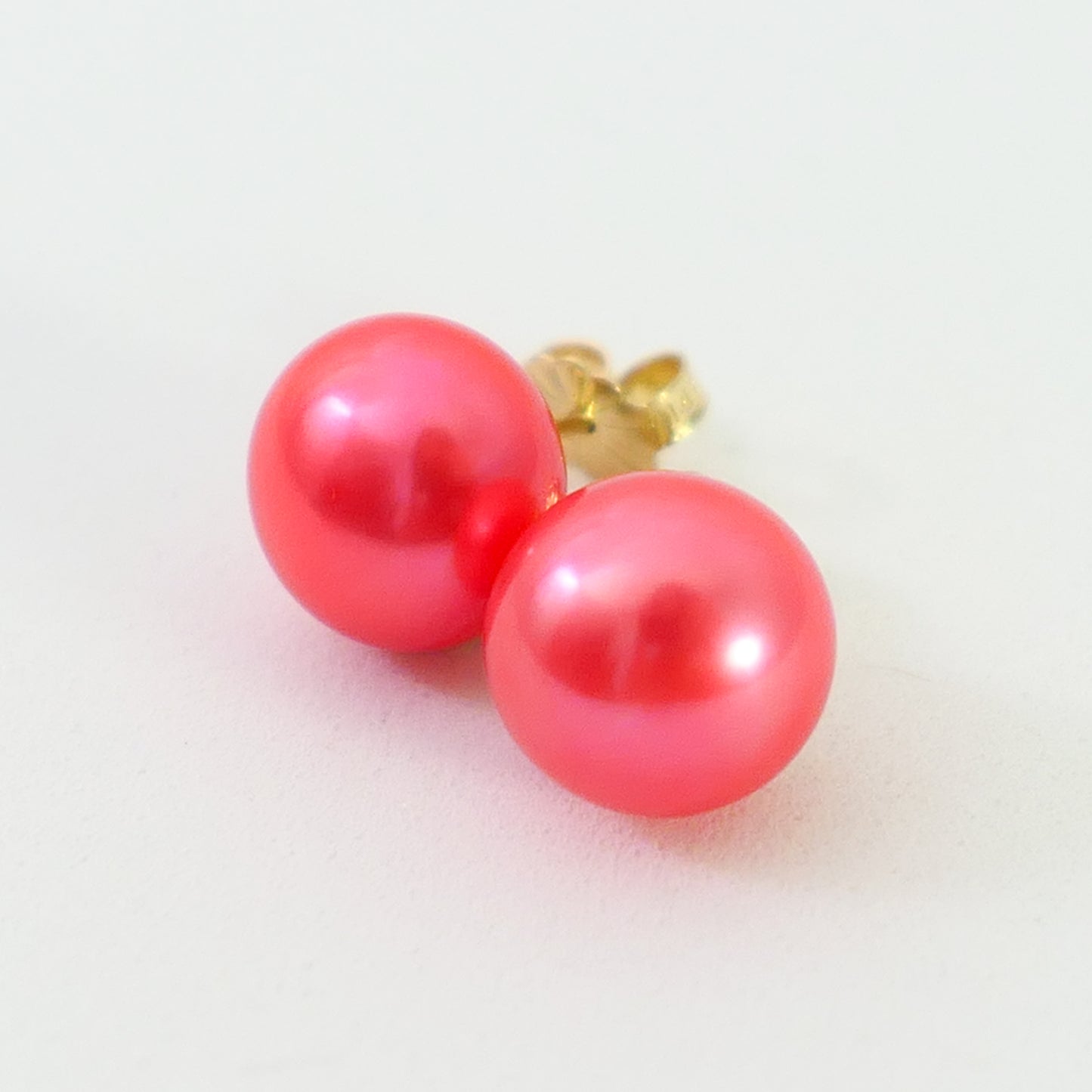 Aurelia - Pearl Stud Earrings, One of a Kind, Set in Solid 14kt Gold.