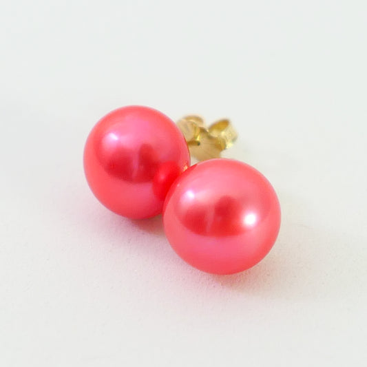 Aurelia - Pearl Stud Earrings, One of a Kind, Set in Solid 14kt Gold, FREE SHIPPING US.