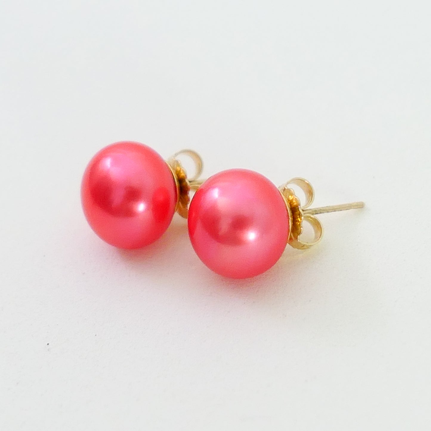Aurelia - Pearl Stud Earrings, One of a Kind, Set in Solid 14kt Gold.