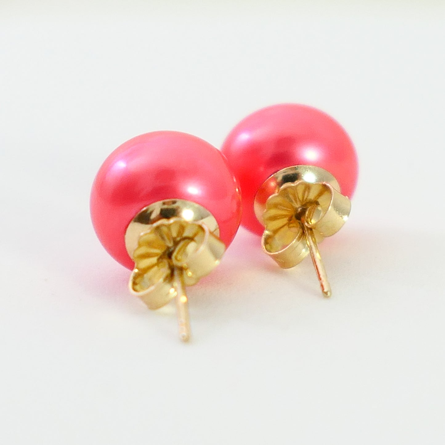 Aurelia - Pearl Stud Earrings, One of a Kind, Set in Solid 14kt Gold.